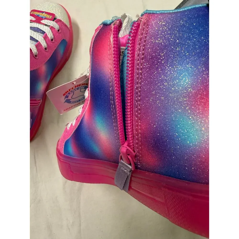 Skechers  Girls Light-Up Shoes Size 3 Pink Multicolor Glitter High Top NWT